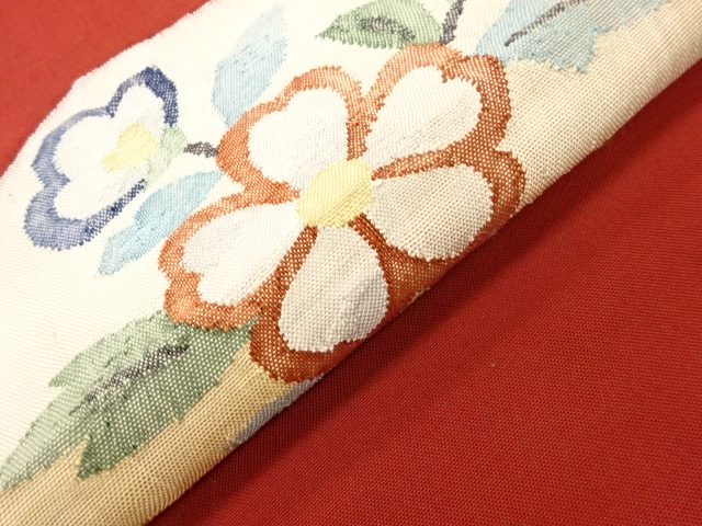 6767957: JAPANESE KIMONO / VINTAGE FUKURO OBI / WOVEN FLOWER | eBay